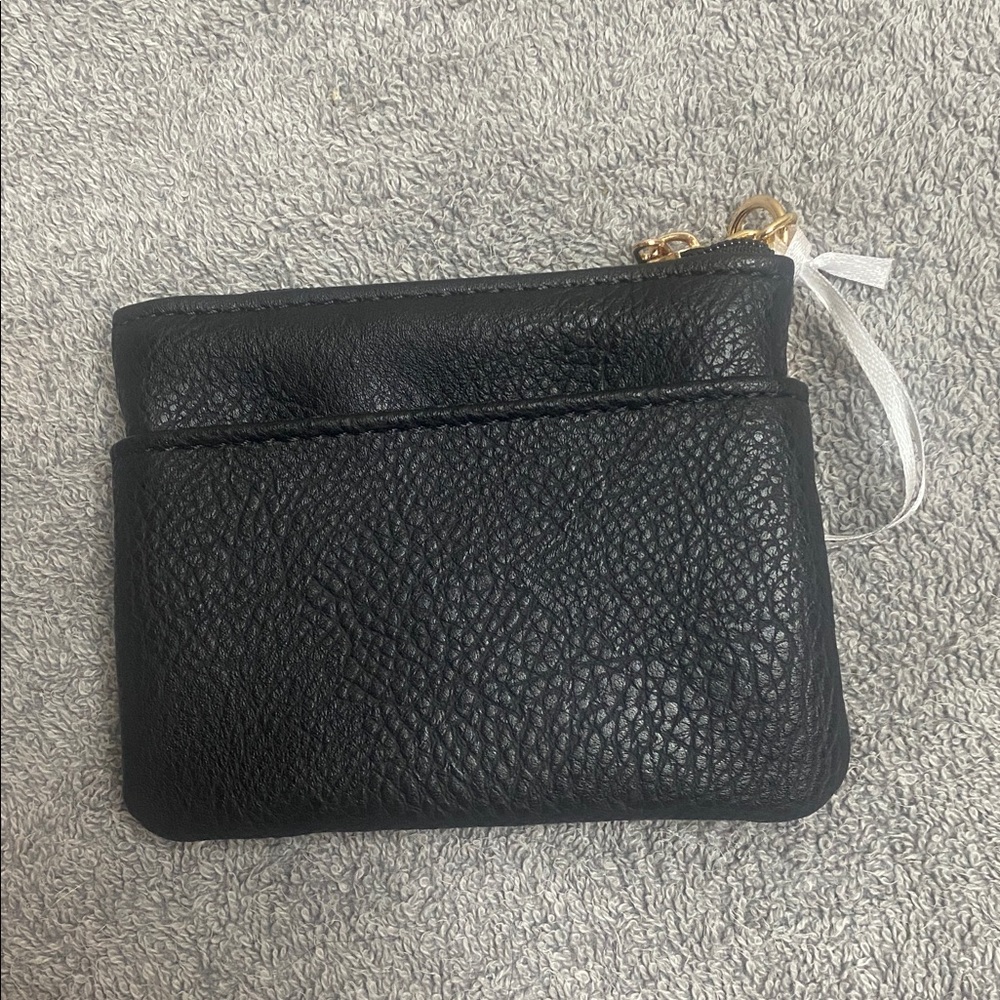 🪼Black wallet with gold details and 3 zipper spots and a pouch on the back! - Picture 2 of 5
